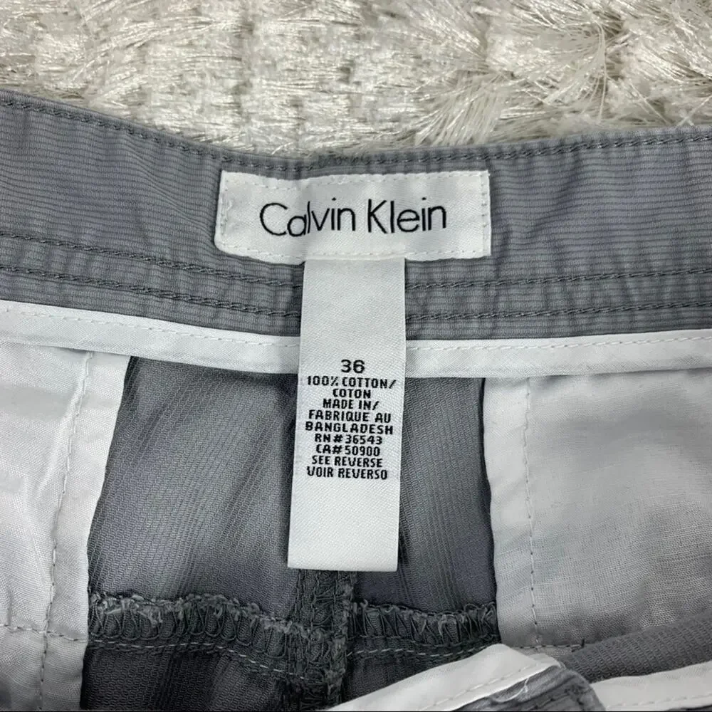 Calvin Klein Grey Cotton Flat Front Shorts  Sz 36